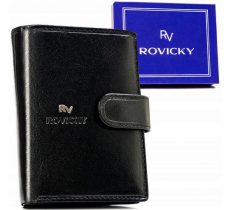 Portfel skórzany Rovicky RV-7680272-9-BCA czarny. Czarne portfele ROVICKY, bez wzorów, ze skóry. Za 70.00 zł.