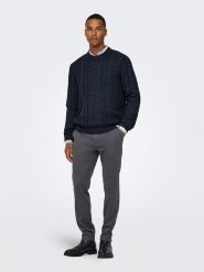 ONLY & SONS Spodnie chino "Mark" w kolorze granatowym rozmiar: W30/L34. Niebieskie eleganckie spodnie Only & Sons, l. Za 88.43 zł.