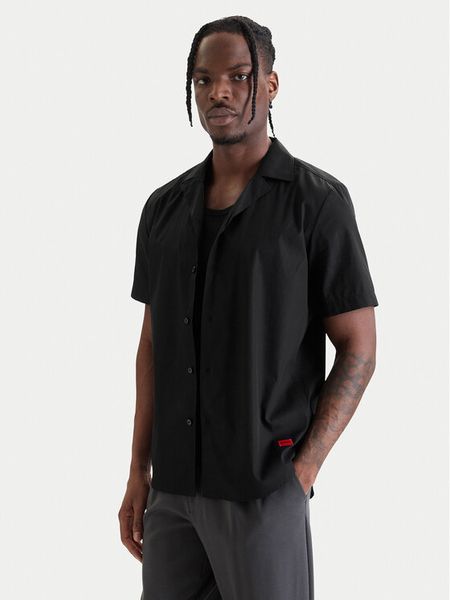 HUGO Koszula Ellino 50560584 Czarny Relaxed Fit. Czarne koszule Hugo, m, bez wzorów, z bawełny, bez kołnierzyka, bez ramiączek. Za 379.99 zł.