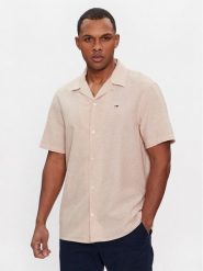 Tommy Jeans Koszula Camp DM0DM18963 Beżowy Regular Fit. Brązowe koszule Tommy Jeans, m, bez wzorów, z bawełny, bez kołnierzyka, bez ramiączek. Za 159.99 zł.