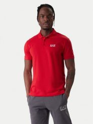 EA7 Emporio Armani Polo 8NPF14 PJVQZ U5072 Czerwony Regular Fit. Czerwone koszulki polo EA7 Emporio Armani, m, bez wzorów, z bawełny, bez kołnierzyka, bez ramiączek. Za 359.99 zł.