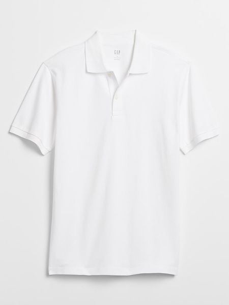 GAP Koszulka polo w kolorze białym rozmiar: M. Białe koszulki polo GAP, m, bez wzorów, bez kołnierzyka, bez ramiączek. Za 87.81 zł.