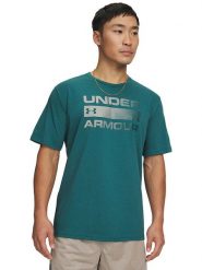 Under Armour Koszulka sportowa "Team Issue" w kolorze morskim rozmiar: M. Zielone t-shirty sportowe Under Armour, bez wzorów, z materiału, bez ramiączek, outdoorowe. Za 64.95 zł.