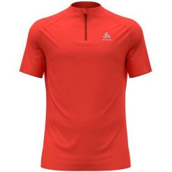 Koszulka tech. męska Odlo T-shirt crew neck s/s 1/2 zip ESSENTIAL. Czerwone bielizna termoaktywna ODLO, l, bez wzorów, bez ramiączek. W wyprzedaży za 120.00 zł.