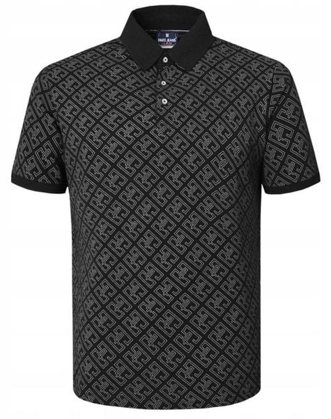 Bawełniana, Męska Koszulka Polo - Pako Jeans - Czarna, Wzór. Czarne koszulki polo Pako Jeans, l, bez wzorów, z bawełny, bez kołnierzyka, bez ramiączek. Za 129.00 zł.