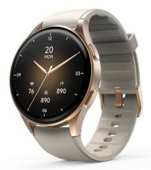 Hama Smartwatch 8900 złota koperta, beżowy pasek silikonowy. Brązowe, cyfrowe zegarki smartwatch z aplikacjami. Za 359.00 zł.