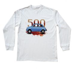 Fiat 500 — bluzka z długim rękawem. Białe bluzki z długim rękawem nikiniki, s, bez wzorów, z bawełny, bez kołnierzyka, bez ramiączek. W wyprzedaży za 75.65 zł.