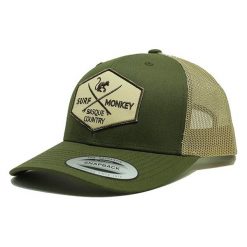 Czapka Trucker Surf Monkey / 6 paneli / Rozmiar uniwersalny (Zielony/Beżowy). Zielone czapki z daszkiem SURF MONKEY, z aplikacjami. Za 179.95 zł.
