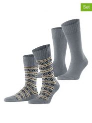 ESPRIT Skarpety (2 pary) "Scandi" w kolorze szaro-czarno-beżowym rozmiar: 39-42. Szare skarpety Esprit, bez wzorów, ze splotem. Za 65.38 zł.