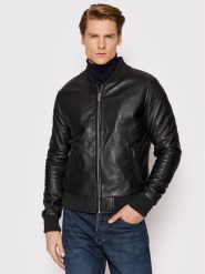 Serge Pariente Kurtka skórzana Bonbon Czarny Slim Fit. Czarne kurtki Serge Pariente, m, bez wzorów, ze skóry, bez kaptura. Za 969.99 zł.