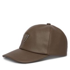 Czapka z daszkiem Guess. Brązowe czapki z daszkiem Guess, z aplikacjami. Za 149.99 zł.