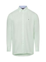 Tommy Hilfiger koszula casual z zawartością lnu Mężczyźni Regular Fit Bawełna zielony, M. Zielone koszule Tommy Hilfiger, m, bez wzorów, z bawełny, bez kołnierzyka, bez ramiączek. Za 279.95 zł.