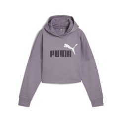 Młodzieżowa bluza o skróconym kroju z kapturem i logo Essentials PUMA. Fioletowa bluzy Puma, m, bez wzorów, z kapturem. Za 106.99 zł.