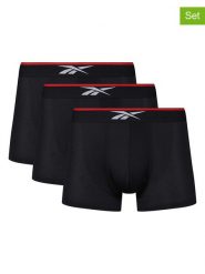 Reebok Bokserki (3 pary) "Glynn" w kolorze czarnym rozmiar: S. Czarne bokserki Reebok, s, bez wzorów. Za 65.38 zł.