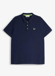 Koszulka polo z czystej bawełny organicznej piqué. Niebieskie koszulki polo bonprix, l, bez wzorów, z bawełny, bez kołnierzyka, bez ramiączek. Za 72.99 zł.