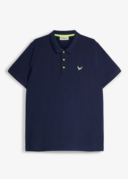 Koszulka polo z czystej bawełny organicznej piqué. Niebieskie koszulki polo bonprix, l, bez wzorów, z bawełny, bez kołnierzyka, bez ramiączek. Za 72.99 zł.