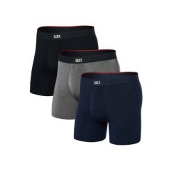 Bokserki męskie - Vibe Xtra Soft Comfort 3-pak - Czarny / Szary / Granatowy. Niebieskie bokserki Saxx, m, bez wzorów, z materiału. Za 398.40 zł.