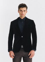 PAKO LORENTE - Czarna bawełniana marynarka męska. Czarne garnitury Pako Lorente, na co dzień, m, bez wzorów, z bawełny. Za 799.99 zł.