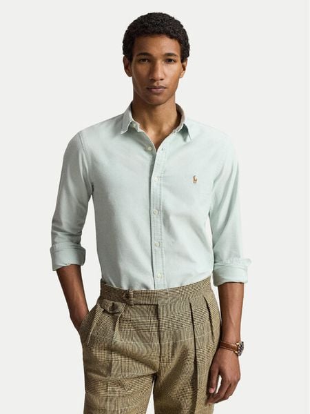 Polo Ralph Lauren Koszula 710792161501 Zielony jasny Slim Fit. Zielone koszule Polo Ralph Lauren, m, bez wzorów, z bawełny, bez kołnierzyka, bez ramiączek. Za 689.99 zł.