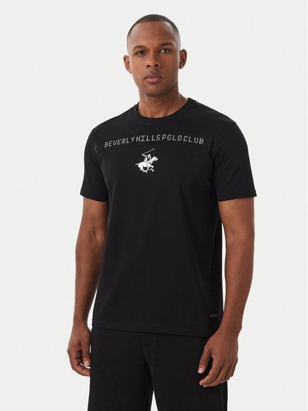 Beverly Hills Polo Club T-Shirt M1543 Czarny Regular Fit. Czarne koszulki polo Beverly Hills Polo Club, m, bez wzorów, z bawełny, bez kołnierzyka, bez ramiączek. Za 171.99 zł.