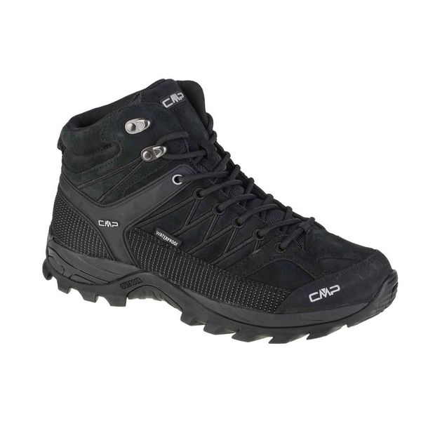 Buty trekkingowe CMP Rigel Waterproof. Czarne buty turystyczne CMP, bez wzorów, z materiału, bez zapięcia, trekkingowe. Za 329.99 zł.
