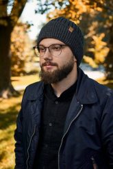 Męska czapka zimowa beanie Brødrene cz12 c. szary 9929. Szare czapki zimowe bez wzorów, z materiału. Za 24.71 zł.