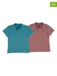 The Time of Bocha Koszulki polo (2 szt.) w kolorze turkusowym i jasnoróżowym rozmiar: XL. Różowe koszulki polo The Time of Bocha, xl, bez wzorów, z bawełny, bez kołnierzyka, bez ramiączek. Za 165.99 zł.