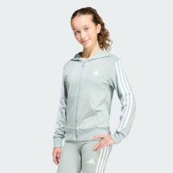 Bluza Z Kapturem Essentials Full Zip. Białe bluzy z kapturem Adidas, bez wzorów, z kapturem. Za 199.00 zł.