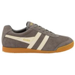 Sneakersy z zamszu Gola Harrier. Szare buty sportowe casual Gola, bez wzorów, z zamszu, bez zapięcia. W wyprzedaży za 313.50 zł.