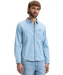 MESKA KOSZULA LEE LEESURE SHIRT HELIOS 112376585. Koszule Lee, m, bez wzorów, bez kołnierzyka, bez ramiączek. Za 149.99 zł.