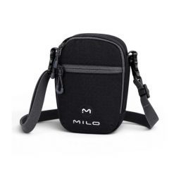 Torba podróżna mała lekka Milo MOKI 18 x 14 x 7 cm. Czarne torby na ramię Milo, bez wzorów, z nylonu, na ramię, małe, bez dodatków. Za 59.99 zł.