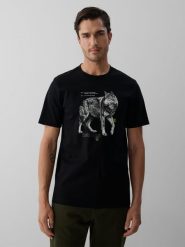 4F T-shirt regular z nadrukiem męski - czarny XXL. Czarne t-shirty sportowe 4F, bez wzorów, z bawełny, bez ramiączek, trekkingowe. Za 79.99 zł.
