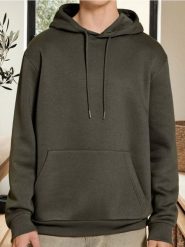 Bluza hoodie basic - zielony. Zielone bluzy bez kaptura Sinsay, l, bez wzorów, bez kaptura. W wyprzedaży za 19.99 zł.