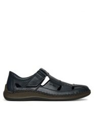 Rieker Półbuty 05291-14 Granatowy. Niebieskie eleganckie półbuty Rieker, bez wzorów, ze skóry, bez obcasa, bez zapięcia. Za 349.99 zł.