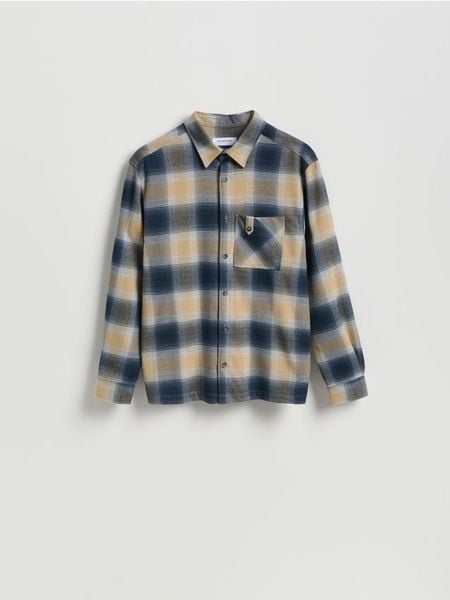 Koszula comfort fit w kratę - wielobarwny. Koszule Reserved, l, bez wzorów, z tkaniny, bez kołnierzyka, bez ramiączek. Za 139.99 zł.