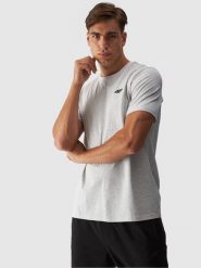 4F T-shirt regular gładki męski - szary XL. Szare t-shirty 4F, m, bez wzorów, z bawełny, bez kołnierzyka, bez ramiączek. Za 49.99 zł.