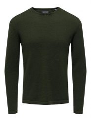 ONLY & SONS Sweter "Panter" w kolorze zielonym rozmiar: S. Zielone swetry nierozpinane Only & Sons, s, bez wzorów, z bawełny, bez kołnierzyka, bez ramiączek. Za 66.31 zł.