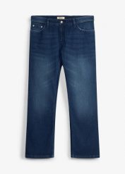 Jeansy regular fit z elastycznym pasem, o kroju bootcut. Niebieskie jeansy bonprix, m. Za 147.99 zł.
