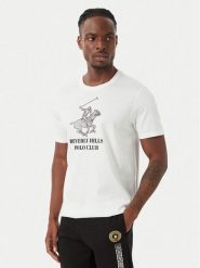 Beverly Hills Polo Club T-Shirt M1619-HR Biały Regular Fit. Białe koszulki polo Beverly Hills Polo Club, m, bez wzorów, z bawełny, bez kołnierzyka, bez ramiączek. Za 177.99 zł.