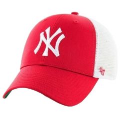 Czapka z daszkiem dla dorosłych 47 Brand MLB New York Yankees Branson Cap. Czerwone czapki z daszkiem 47 Brand, bez wzorów, z bawełny. Za 89.99 zł.