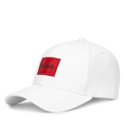 Czapka z daszkiem HUGO. Białe czapki z daszkiem Hugo, bez wzorów. Za 169.99 zł.