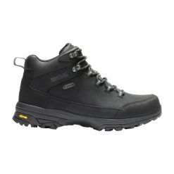 Męskie skórzane buty trekkingowe Burrell. Brązowe buty turystyczne Regatta, bez wzorów, z materiału, bez zapięcia, trekkingowe. Za 899.99 zł.