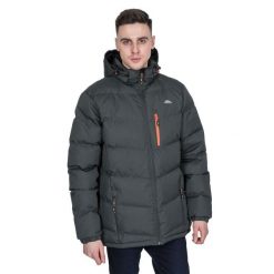 Kurtka Męska Ocieplana. Szare kurtki Trespass, l, bez wzorów, z materiału, z kapturem. Za 138.99 zł.