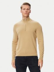 HUGO Sweter San Quintus-C2 50574143 Beżowy Regular Fit. Brązowe swetry rozpinane Hugo, l, bez wzorów, z bawełny, bez kołnierzyka, bez ramiączek. Za 549.99 zł.