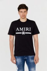 AMIRI T-shirt męski czarny z podkreślonym logo. Czarne t-shirty Amiri, m, bez wzorów, bez kołnierzyka, bez ramiączek. W wyprzedaży za 999.99 zł.