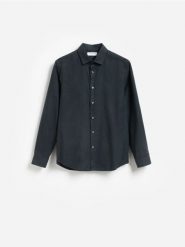 Koszula z bawełny egipskiej i domieszki wełny - ciemnoszary. Szare koszule Reserved, l, bez wzorów, z bawełny, bez kołnierzyka, bez ramiączek. Za 179.99 zł.