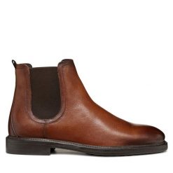 Sztyblety Geox. Brązowe botki sznurowane Geox, bez wzorów, bez obcasa, bez zapięcia. Za 759.99 zł.