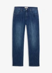 Dżinsy ze stretchem o kroju relaxed fit, straight, z bawełny organicznej. Niebieskie jeansy bonprix, m. Za 132.99 zł.