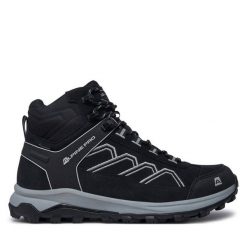 Trekkingi ALPINE PRO. Czarne botki sznurowane Alpine Pro, bez wzorów, bez obcasa, bez zapięcia. Za 349.99 zł.