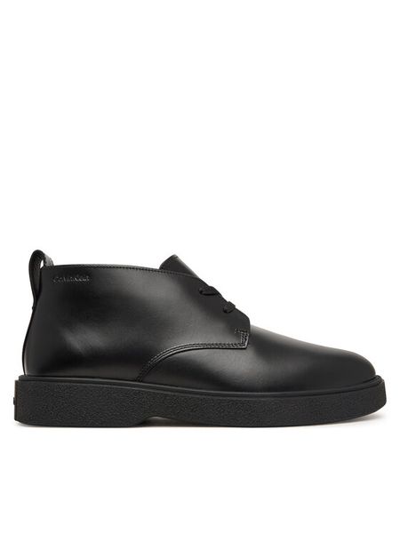 Calvin Klein Trzewiki Text Rubber Desert Boot Lth HM0HM02255 Czarny. Czarne botki sznurowane CALVIN KLEIN, bez wzorów, ze skóry, bez obcasa, bez zapięcia. Za 649.99 zł.